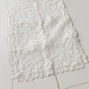 Nappe en dentelle et coton pur, housse anti-poussière, tapis de table carré, décoratif, brodé, simplicité moderne - Product Image 5