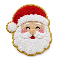 Patch brodé en chenille de Noël, visage de Père Noël, appliqué pour vêtements, sacs, décoration intérieure