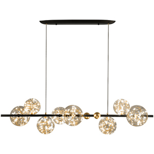 Lampadario Lungo a Sospensione Nordico a LED con Sfera in Vetro Trasparente per Sala da Pranzo, Bar, Ristorante, Caffetteria, Ufficio - Product Image 6