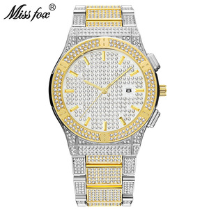 Luxury Unique Men's Diamond <strong>Watch</strong> For Men Round <strong>Gold</strong> <strong>Watch</strong> Custom Brand Dial Iced Out Zircon Luxury Quartz Wrist <strong>Watch</strong> - Product Image 5