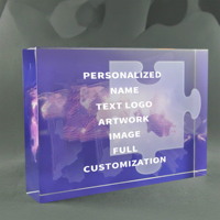 Trofeo de Cristal Horizontal Neelpure 125493 con Diseño de Rompecabezas y Mapa del Mundo Personalizado para Premios Corporativos