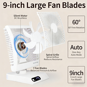 Ventilateur mural USB carré 8000 mAh, pliable, tactile, réglable, simple, élégant, pour bureau et maison, avec capteur de présence humaine - Product Image 3