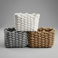 Panier de rangement rectangulaire en corde de coton épaisse tressée, organisateur tricoté pour chambre, salle de bain, articles divers, pot de plantes - Vente en gros