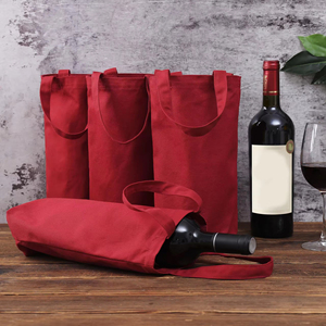 Custom Logo Wholesale Blank Canvas Wine Bottle Tote <b>Bag</b> <b>Reusable</b> Travel Holiday Part Wedding Long Handle Cotton Carrier Wine <b>Bag</b> - Product Image 1