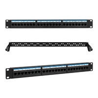 Panel de Conexiones de 24 Puertos, 1U, 19 Pulgadas, para Montaje en Rack, Panel Keystone Vacío con Barra de Gestión de Cables, Marco de Distribución de Red sin Cables