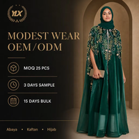 Robe de soirée sur mesure pour femme, couleur vert émeraude, cape en velours brodée, robe formelle musulmane, OEM