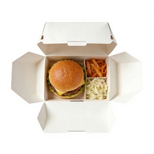 Kotak Kertas Grosir Sekali Pakai, Kotak Makan Kertas Bersekat, Wadah Bawa Pulang Anti Minyak untuk <span class=keywords><strong>Burger</strong></span>, Kentang Goreng, Salad - Product Image 6