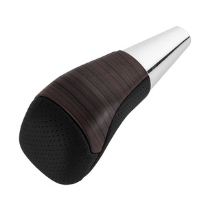 Toyota Prado Gear <b>Shift</b> <b>Knob</b> Dark Brown Wood Grain Leather Automatic Ergonomic Car Modification Part - Product Image 4