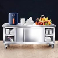 Table de travail de cuisine professionnelle en acier inoxydable avec compartiments de rangement, capacité de charge de 100 kg, comptoir simple ou double passage