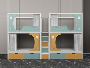 Lit superposé en métal moderne pour dortoir scolaire ou hôtelier, avec bureau et chaise intégrés, idéal pour enfants et adolescents, gain de place - Product Image 3