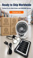Kit de ventilateur solaire multifonctionnel avec ampoules LED, ensemble de ventilateurs solaires portables pour l'extérieur, alimentés par l'énergie solaire