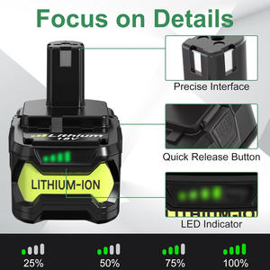 Reemplazo de capacidad Real 100% de <span class=keywords><strong>18</strong></span> V para batería <span class=keywords><strong>Ryobi</strong></span> Compatible con batería <span class=keywords><strong>Ryobi</strong></span> de <span class=keywords><strong>18</strong></span> voltios P102 P103 P107 P108 herramientas inalámbricas - Product Image 2