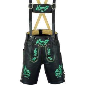 Lederhosen bavarois pour hommes, pantalon d'Oktoberfest brodé en cuir véritable noir, tailles européennes 46-62, en stock - Product Image 2