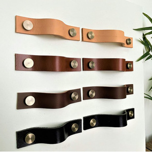 Manijas de puerta de cuero PU de estilo nórdico, manijas de cajones para armarios domésticos, manijas de cuero creativas a prueba de niños. - Product Image 2