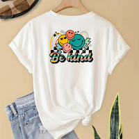 Stiker Transfer panas DTF desain senyum vinil cetak layar kualitas tinggi kustom Hongcai untuk T-shirt wanita grosir