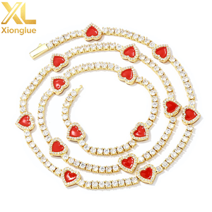 Fashion Exquisite <b>Copper</b> 18K Gold Plated CZ Tennis <b>Chain</b> Heart Necklace for Unisex Valentine's Day Gift - Product Image 2