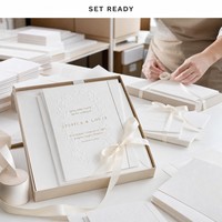 Ensemble de cartes de mariage gaufrées avec enveloppe, impression typographique personnalisée pour la conception de suite de papeterie de cérémonie, faible MOQ
