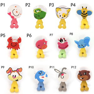 Cute Animal Hooks Wall Mounted Toothbrush Holder Kids <strong>Antibacterial</strong> <strong>Silicone</strong> Home Storage Rack with Suction Cup for Bathroom - Product Image 2