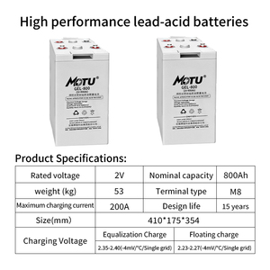 Batería de gel AGM SLA de ciclo profundo 2V 800Ah sin mantenimiento para carrito de golf, almacenamiento de energía solar y UPS de reserva - Product Image 2