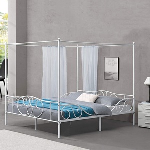 Cheap Wrought Iron Platform 4 Four <b>Poster</b> Metal Canopy Beds Full Gold White Twin King Size Canopy Bed <b>Frame</b> - Product Image 2