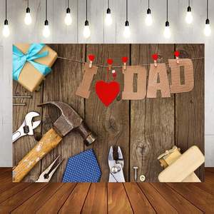 Toile de fond photographique pour la fête des pères, avec cravate rouge, outils, lunettes, décorations, bannière de fête « Merci <span class=keywords><strong>papa</strong></span> » personnalisable - Product Image 4