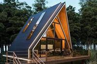 Maison préfabriquée triangulaire en acier moderne pour bureau, hôtel, appartement