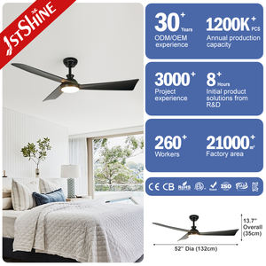 1stshine Ventilateur de plafond à LED Noir ABS Lames DC Moteur en cuivre Ventilateur de plafond intelligent à distance avec lumière LED - Product Image 3