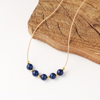 Collier long en pierre naturelle Lapis Lazuli et perles, style bohème unisexe, design de niche, vente en gros Woying