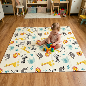 Tapis de jeu pour bébé en XPE non toxique, tapis d'éveil épais, imperméable et pliable, tapis de gym sûr pour le temps sur le ventre en intérieur - Product Image 3