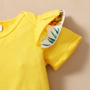 Ensemble de vêtements pour enfants filles, <span class=keywords><strong>body</strong></span> à manches courtes, imprimé ananas, jupe à bretelles avec nœud, tenue d'été pour bébés filles - Product Image 3
