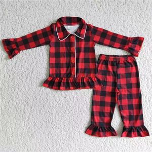 Vente de gros Boutique de tenues d'automne à carreaux rouges et verts pour petits garçons Ensemble de pyjamas à manches longues pour tout-petits garçons - Product Image 5