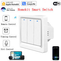 Interrupteur intelligent Homekit EU WIFI Bouton Lumière Interrupteur mural Maison intelligente Neutre & Sans neutre Contrôle vocal Siri Alexa Google