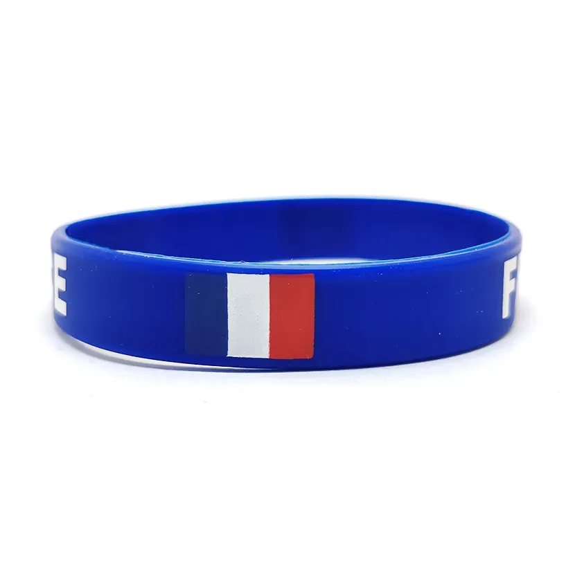 Cadeaux promotionnels personnalisés en gros imprimés concevez votre propre logo bracelets français personnalisés tissés à bas prix pour les événements