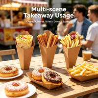 Support écologique en papier pour crêpes, gaufres, churros et beignets, avec pochette pour sauce et compartiment pour coupelle de sauce, pour snacks à emporter