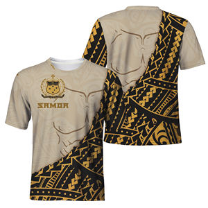 Maroon Polynesian Tribal Shirts Samoa Camiseta de poliéster <span class=keywords><strong>para</strong></span> <span class=keywords><strong>hombres</strong></span> Polynesian Tribal Loose Casual Fitness Camisas de manga corta - Product Image 1