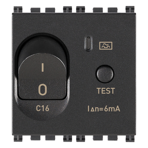 มิเนียเจอร์เซอร์กิตเบรกเกอร์ 1P+N C16 6mA ปุ่มทดสอบ สวิตช์สีเทา - Product Image 1