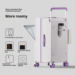 Maleta giratoria ancha de lujo con marco de PC Cerradura <span class=keywords><strong>TSA</strong></span> <span class=keywords><strong>Cierre</strong></span> de poliéster impermeable Gran capacidad para viajes - Product Image 6