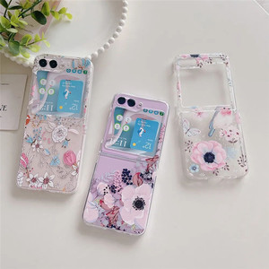 INS peint fleurs Transparent antichoc téléphone Funda <span class=keywords><strong>Coque</strong></span> étui pour Sam Sung Z Flip <span class=keywords><strong>6</strong></span> 5 4 5G Z Flip 1 2 3 4 5G - Product Image 1
