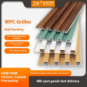 Thiết kế hình học hiện đại phát triển nhanh WPC wallboard <span class=keywords><strong>Net</strong></span> Red PVC nhựa gỗ lưới tản nhiệt tấm Tường cho studio nền trang trí - Product Image 5