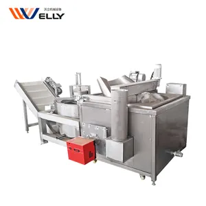 China automática frito crujiente escamas de cebolla de maíz papas fritas en la máquina de Freír con calefacción de gas