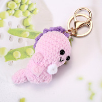 Porte-clés en peluche au crochet, petit dinosaure, pendentif de sac tissé à la main, adorable pendentif en peluche fait main