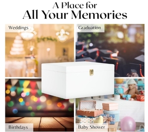 Đảng trang trí bằng gỗ màu trắng lưu niệm hộp bền lớn bằng gỗ <span class=keywords><strong>box</strong></span> với bản lề nắp hộp nhớ cho lưu niệm - Product Image 6