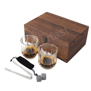 Boîte en bois de 4 <span class=keywords><strong>verres</strong></span>, boîte en bois de haute qualité, réutilisable, pierre de refroidissement et pierre de granit, coffret cadeau avec lunettes - Product Image 4