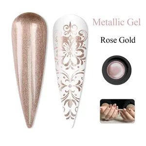 Free Sample Gel 5g Gold Mirror 3D Metal Nail Art Silver Rose Gold Metallic Painting Gel Led/Uv Design Paint Polish