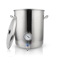Chaudière à brassage 10/20/30/40/50/60/120L, pot à brassage en acier inoxydable avec thermomètre intégré, kit de robinet à bille sans soudure, brassage à domicile