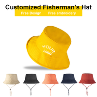Harga pabrik topi Boonie lebar cepat kering topi tahan air topi nelayan topi ember Logo kustom untuk memancing di pantai