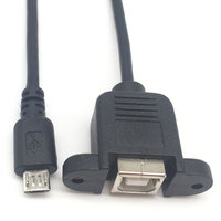 Câble USB Type Micro vers USB B femelle à montage sur panneau avec vis pour extension de données d'imprimante et équipement industriel