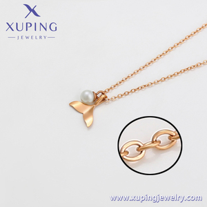 Xu ping-collar de acero inoxidable con forma de cola de pez, joyería sencilla, collar, perla, oro rosa, estilo INS, a la moda, A00740471 - Product Image 2