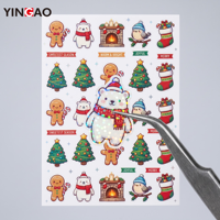 Individuelle Holographische Punktfilm-Aufkleber Wasserfeste Kawaii Cartoon Weihnachts-Schreibwaren-Aufkleber für Feiertags-Tagebuch-Deko Kiss-Cut