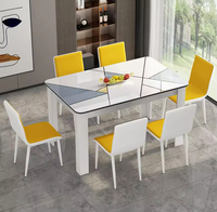 Ensemble de table et de chaises de salle à manger, design minimaliste moderne, blanc, pour la maison, vente en gros